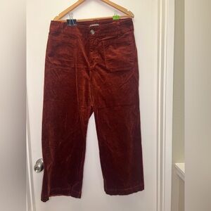 Rust Corduroy Wide Leg Pants High Rise Patch Pocket Retro 70s Style XXL
